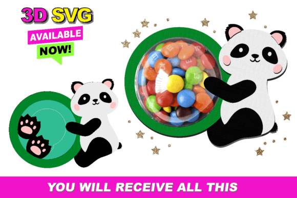 Candy Holder Panda: A Playful 3D SVG Design for Your Shop