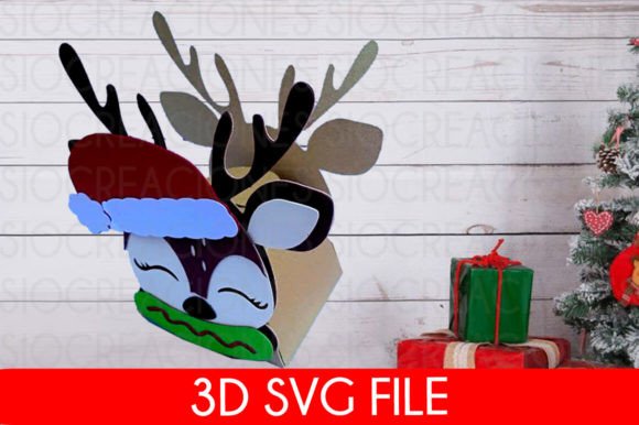 Christmas Reindeer Box 3D SVG for Festive Crafting