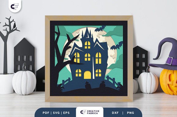 Haunted Castle Night Shadow Box SVG: A 3D Halloween Design Review