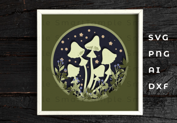 Mushroom Multilayer 3D SVG for Shadow Box Projects