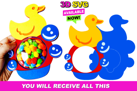 Rubber Duckie Candy Holder: A Playful 3D SVG for Shapes & Branding