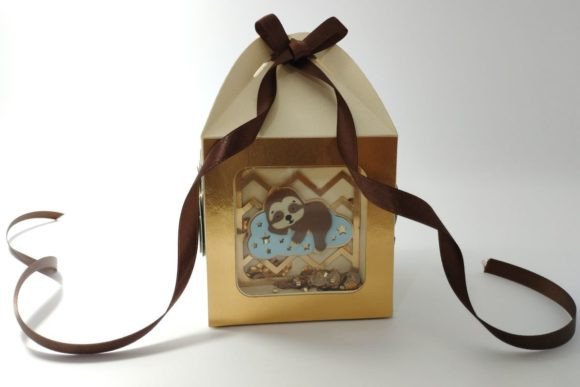 Shaker Box Sloth Baby Boy: A 3D SVG Charm for Baby Branding