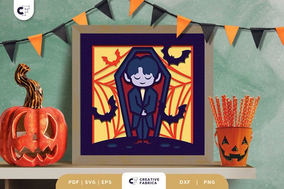The Cute Vampire and Bats Shadow Box: A 3D SVG for Editorial Halloween Magic