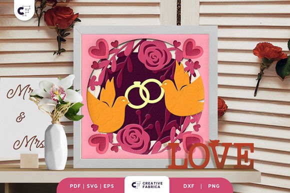 Wedding Rings 3D SVG Shadow Box for Elegant Table Decor